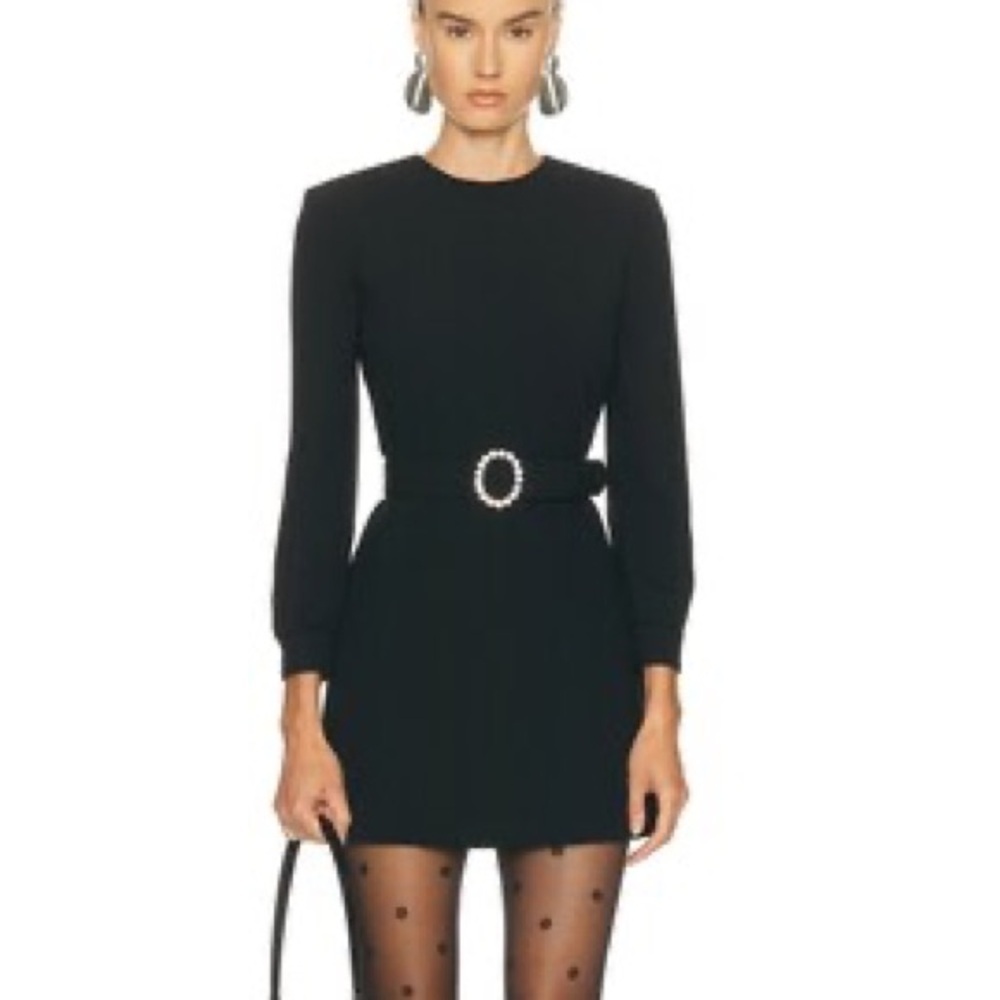 Saint Laurent YSL Open Back Long Sleeve Mini Dress - Black - NWT